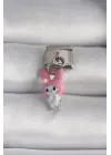 316L Çelik Gümüş Renk Pembe Şapkalı Tavşan Model Nomination Charm