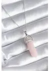  Gümüş  Pembe Taşlı  Çelik Kolye