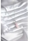  Gümüş  Pembe Taşlı  Çelik Kolye