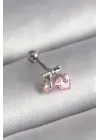 316L Çelik Gümüş Renk Pembe Zirkon Taşlı Kalp Tragus Piercing