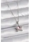  Gümüş  Pembe Zirkon Taşlı Yıldız Model  Koyle