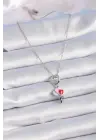  Gümüş  li Kalp Figür Charm Model  Çelik Kolye