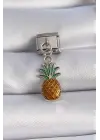 316L Çelik Gümüş Renk Sallantı Ananas Figür Nomination Charm