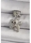 316L Çelik Gümüş Renk Sallantı Kedi Model Nomination Charm