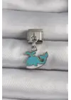 316L Çelik Gümüş Renk Sallantı Mavi Balina Model Nomination Charm