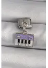 316L Çelik Gümüş Renk Sallantı Mor Piyano Figür Nomination Charm