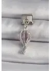 316L Çelik Gümüş Renk Sallantı Mor Sedefli Balon Model Nomination Charm