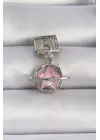 316L Çelik Gümüş Renk Sallantı Pembe Mineli Yıldız Zirkon Taşlı Nomination Charm