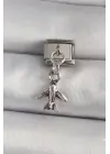 316L Çelik Gümüş Renk Sallantı Uçak Model Nomination Charm