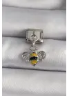 316L Çelik Gümüş Renk Sallantı Zirkon Taşlı Arı Model Nomination Charm