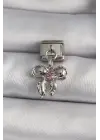 316L Çelik Gümüş Renk Sallantı Zirkon Taşlı Fiyonk Model Nomination Charm