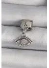 316L Çelik Gümüş Renk Sallantı Zirkon Taşlı Göz Model Nomination Charm