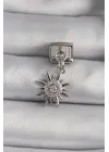 316L Çelik Gümüş Renk Sallantı Zirkon Taşlı Güneş Model Nomination Charm