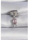 316L Çelik Gümüş Renk Sallantı Zirkon Taşlı Kalp Figür Nomination Charm