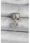316L Çelik Gümüş Renk Sallantı Zirkon Taşlı Kalp Model Nomination Charm