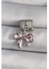 316L Çelik Gümüş Renk Sallantı Zirkon Taşlı Kurdele Model Nomination Charm