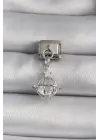 316L Çelik Gümüş Renk Sallantı Zirkon Taşlı Küre Model Yıldız Detay Nomination Charm