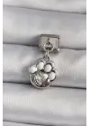 316L Çelik Gümüş Renk Sallantı Zirkon Taşlı Pati Model Nomination Charm