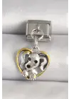 316L Çelik Gümüş Renk Sarı Kalp Köpek Model Nomination Charm