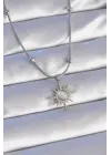  Gümüş  Sedefli Yıldız Model Çelik Kolye