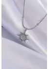  Gümüş  Sedefli Yıldız Model Çelik Kolye