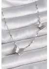  Gümüş  Simli Kelebek Model  Çelik Kolye