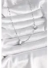  Gümüş  Simli Kelebek Model  Çelik Kolye