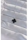  Gümüş  Siyah Mineli Yonca Çelik Kolye