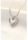  Gümüş  Tek Taşlı Kalp Çelik Kolye