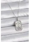  Gümüş  Terazi Burcu Zirkon Taşlı  Çelik Kolye