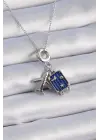  Gümüş  Uçak Bavul Figür Charm Model  Çelik Kolye
