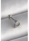 316L Çelik Gümüş Renk Üçgen Zirkon Taşlı Tragus Piercing