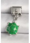 316L Çelik Gümüş Renk Yeşil Kaplumbağa Model Nomination Charm