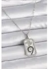  Gümüş  Zincir Akrep Burcu Zirkon Taşlı  Çelik Kolye