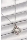  Gümüş  Zincir Beyaz Sedefli Zirkon Taşlı Yıldız Detay  Çelik Kolye