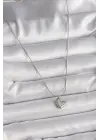  Gümüş  Zincir Kalp Figür  Çelik Kolye