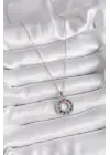  Gümüş  Zincir li Zirkon Taşlı Madalyon Model  Çelik Kolye