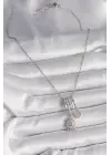 Gümüş  Zincir Sallantı Zirkon Taşlı Kutup Yıldızı Model  Charm Çelik Kolye