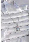  Gümüş  Zincir Zirkon Taşlı Güneş Figür  Çelik Kolye