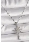  Gümüş  Zincir Zirkon Taşlı Kuzey Yıldız Figür Sallantı Taş Detay  Çelik Kolye