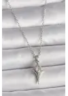  Gümüş  Zincir Zirkon Taşlı Kuzey Yıldızı Model  Çelik Kolye