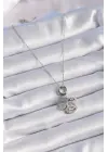  Gümüş  Zirkon Taş Detay Kalp Model Charm  Çelik Kolye