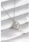  Gümüş  Zirkon Taş Detay Taç Kalp Model  Çelik Kolye
