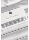   Gümüş Zirkon Taş Yıldız Model Çelik Küpe Seti