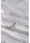  Gümüş  Zirkon Taşlı Ay Yıldız Model  Çelik Kolye