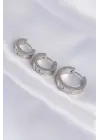   Gümüş Zirkon Taşlı Model 3lü Halka Küpe
