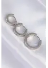   Gümüş Zirkon Taşlı Model 3lü Halka Küpe