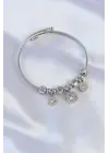 316L Çelik Gümüş Renk Zirkon Taşlı Model Charm Bileklik