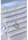  Gümüş  Zirkon Taşlı Model  Çelik Kolye