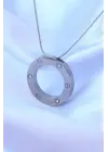  Gümüş  Zirkon Taşlı Model Çelik Kolye